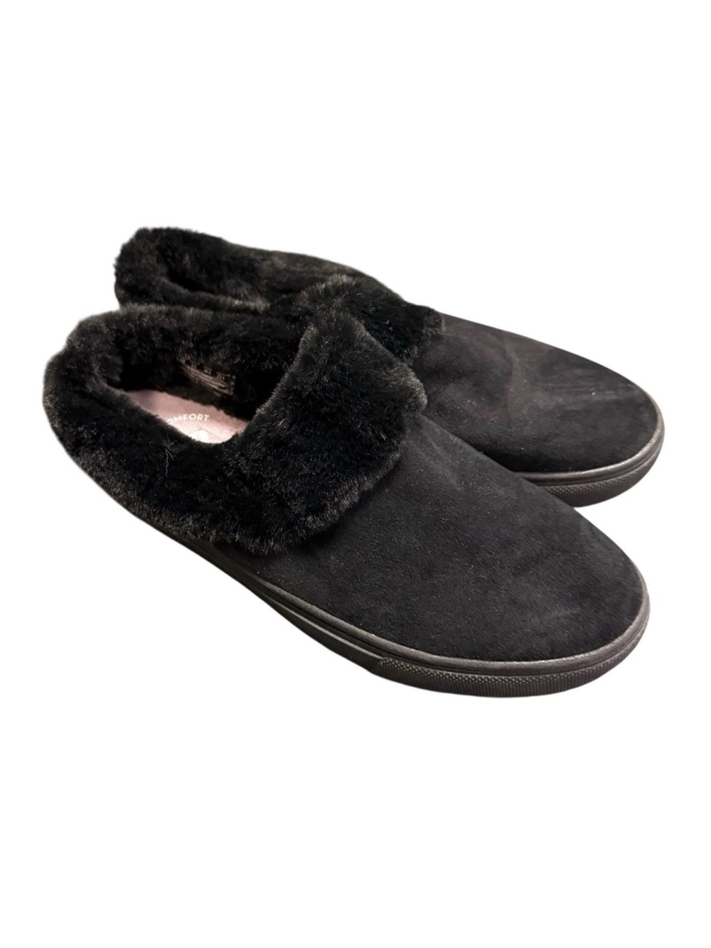 Dr Scholls Women’s Black Faux-Fur Slip-On Comfort Shoes Size 6.5